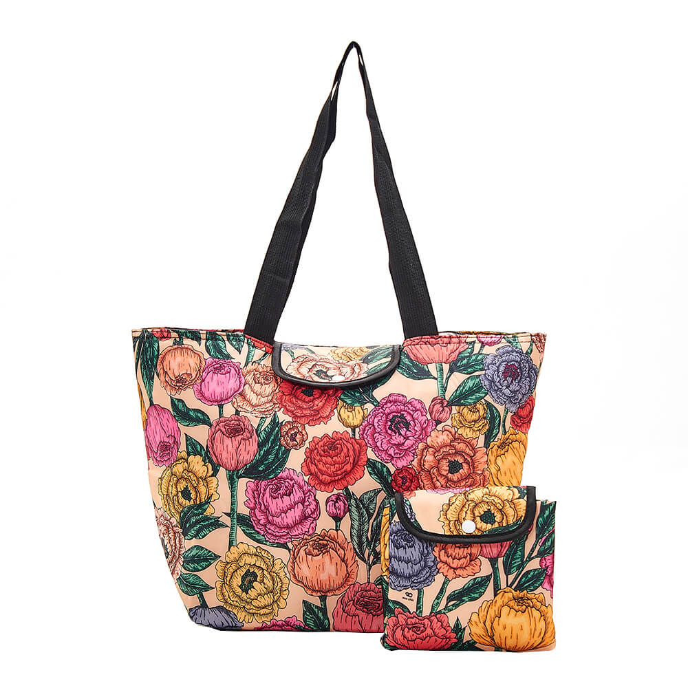 e06-beige_03 Beige Peonies Large Cool Bag - Image 1
