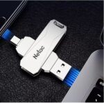 NETAC USB Flash Drive U381, 32GB, USB 3.0 & Micro USB, OTG, ασημί - Image 2