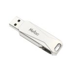 NETAC USB Flash Drive U381, 32GB, USB 3.0 & Micro USB, OTG, ασημί